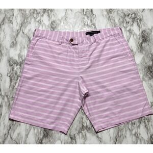 FRENCH CONNECTION Mens Shorts Size 38 Pink Striped‎ Button Fly Chino